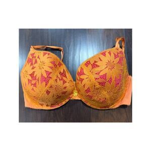 Lane Bryant Cacique Lightly Padded Bra 44DDD Orange and Pink Floral Lace
